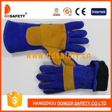 Blue with Yellow Cow Split Welder Glove
